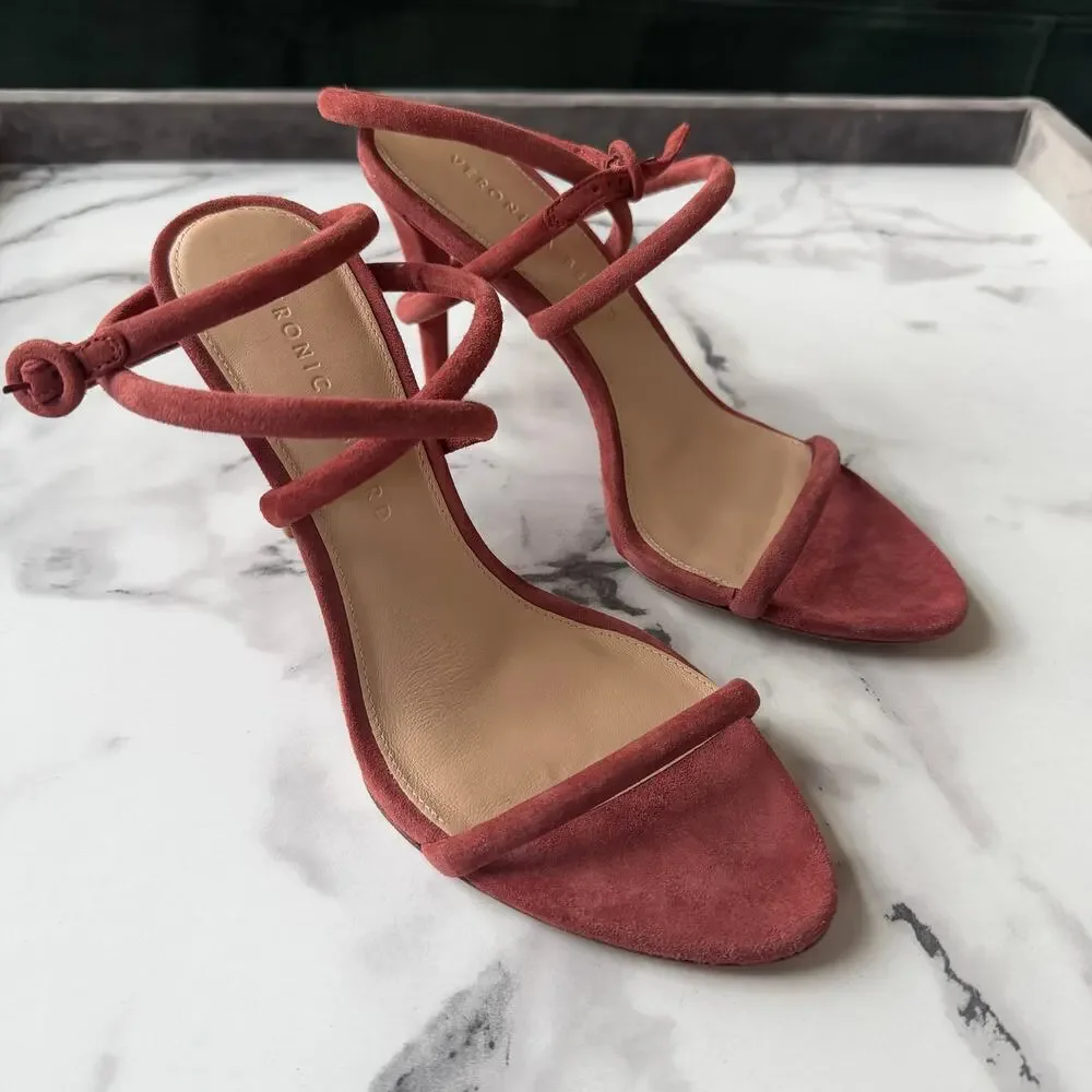 NEW Veronica Beard Marceline Suede Ankle Strap Heels Size 7.5